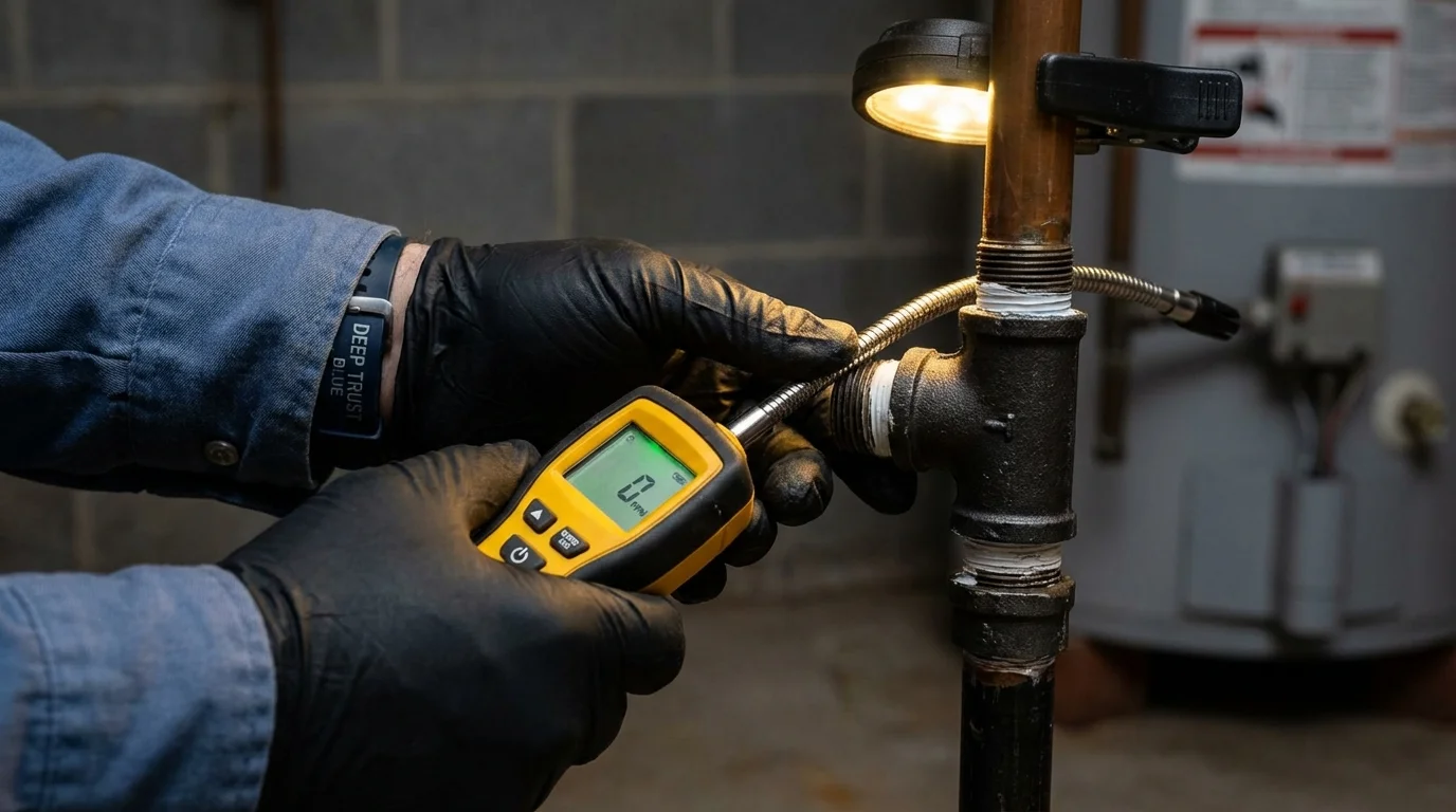Gas leak detection with electronic sniffer by Johns Plumbing LLC in Spur