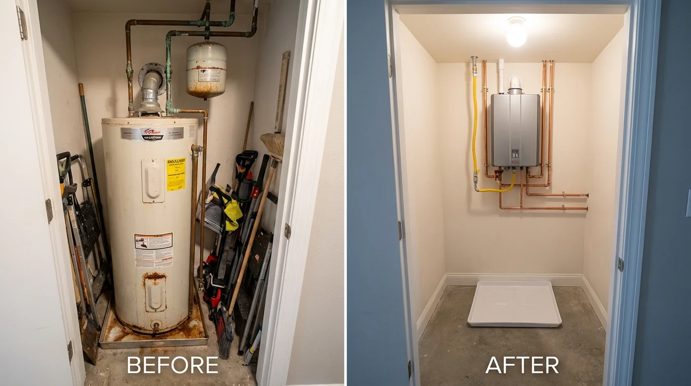 Tank water heater versus wall-mounted tankless unit comparison for Spur, TX homeowners