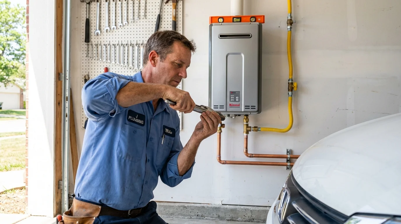 Tankless water heater installation by a Johns Plumbing LLC plumber in Spur